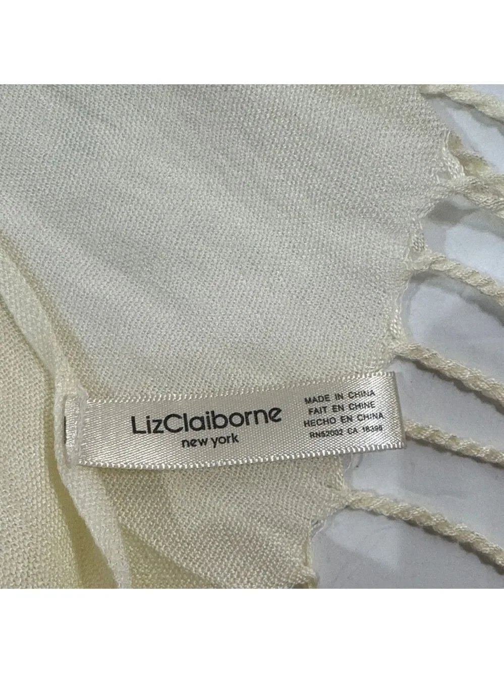 Liz Claiborne Cream Fringe Scarf
